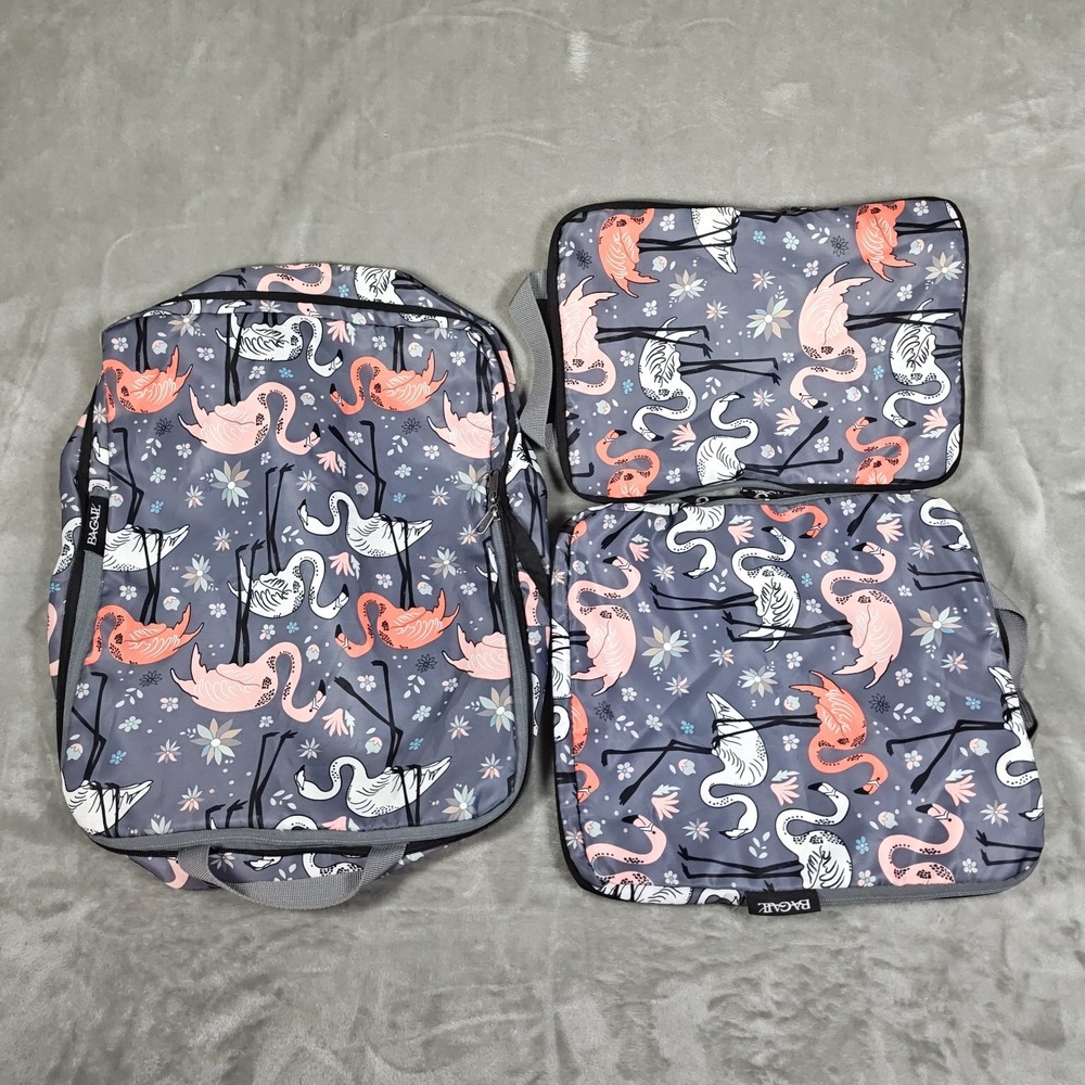 Bagail Packing Cubes Lot Of 3 Flamingos Travel Organizers Compression Luggage